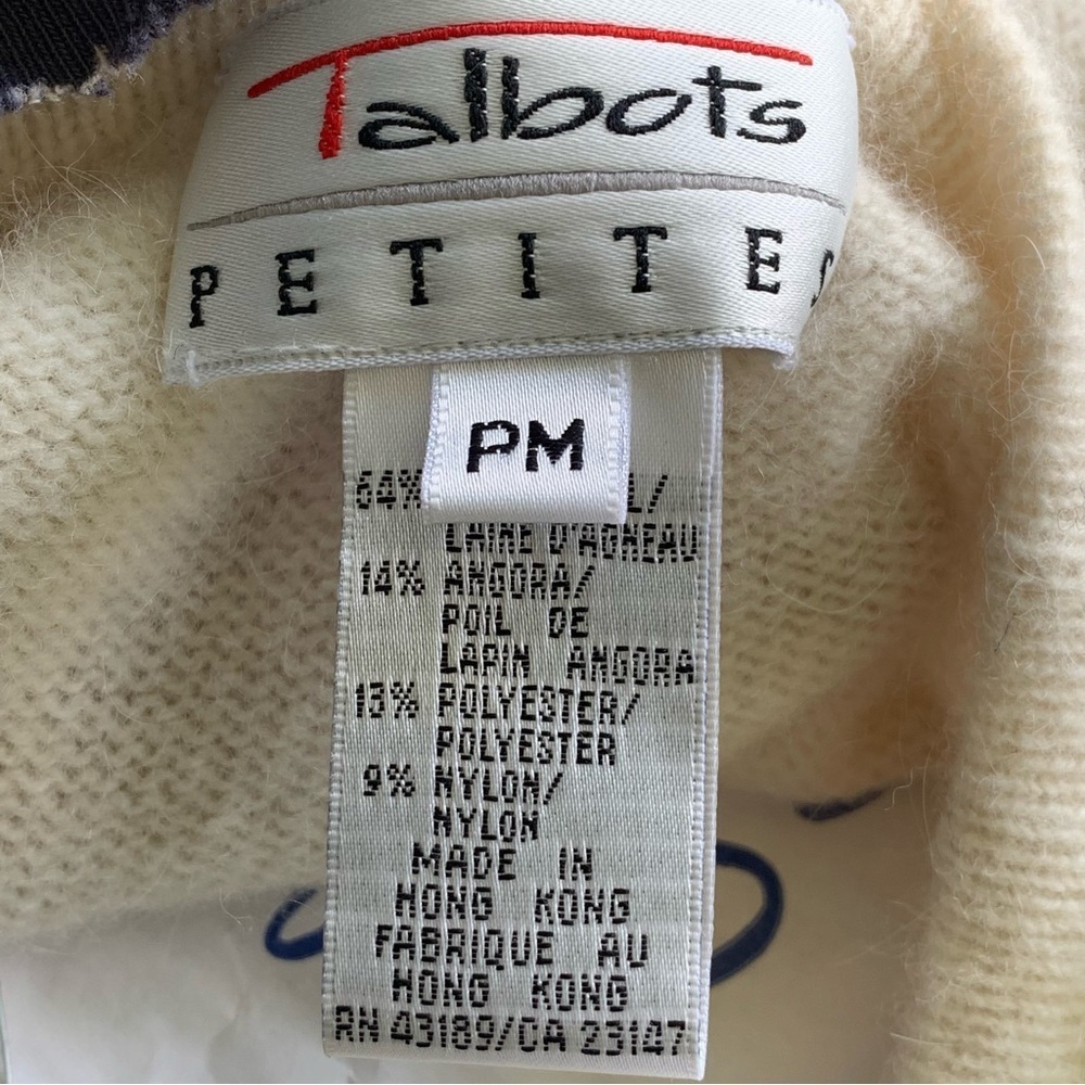Vintage Talbots Cream Sweater Lambswool Angora Blend Size Women’s Petite Medium - Picture 4 of 7